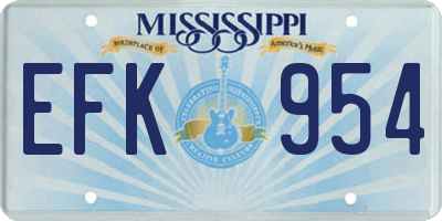 MS license plate EFK954