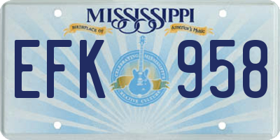 MS license plate EFK958