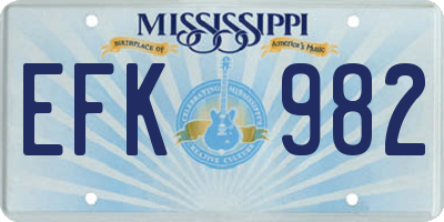 MS license plate EFK982