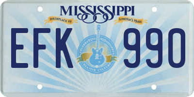 MS license plate EFK990