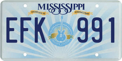MS license plate EFK991