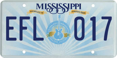 MS license plate EFL017