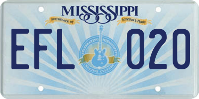 MS license plate EFL020