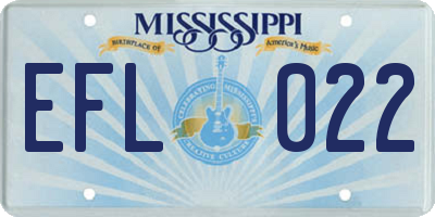 MS license plate EFL022