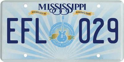 MS license plate EFL029