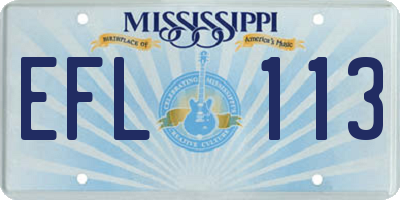 MS license plate EFL113