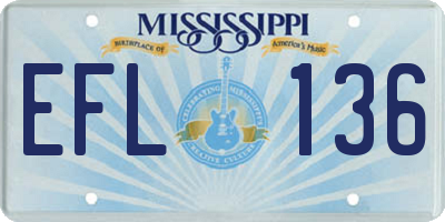 MS license plate EFL136