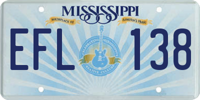 MS license plate EFL138