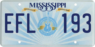 MS license plate EFL193