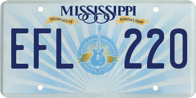 MS license plate EFL220