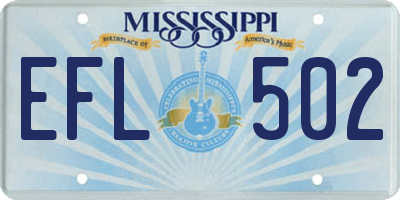 MS license plate EFL502