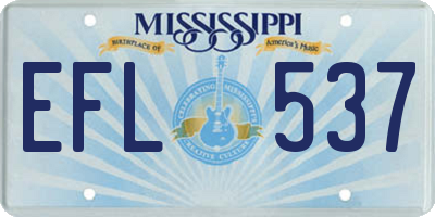 MS license plate EFL537