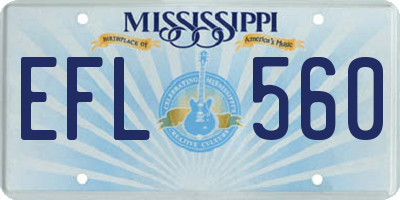 MS license plate EFL560