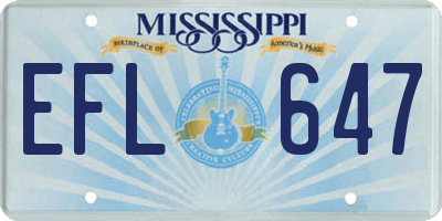 MS license plate EFL647