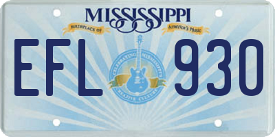 MS license plate EFL930