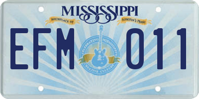 MS license plate EFM011