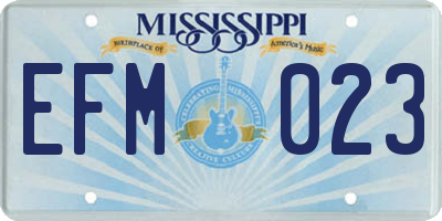 MS license plate EFM023