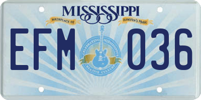 MS license plate EFM036