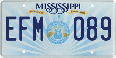 MS license plate EFM089