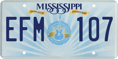 MS license plate EFM107