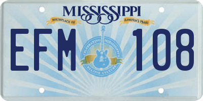 MS license plate EFM108