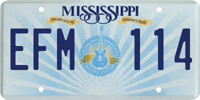 MS license plate EFM114