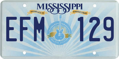 MS license plate EFM129
