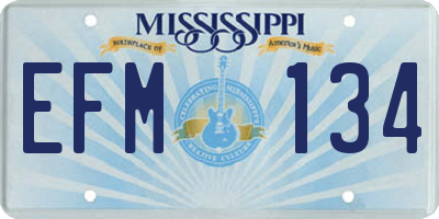 MS license plate EFM134