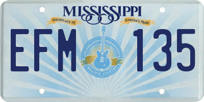 MS license plate EFM135