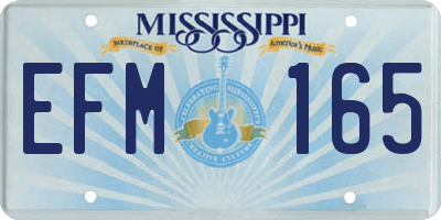 MS license plate EFM165