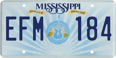 MS license plate EFM184