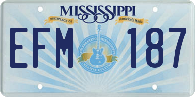 MS license plate EFM187