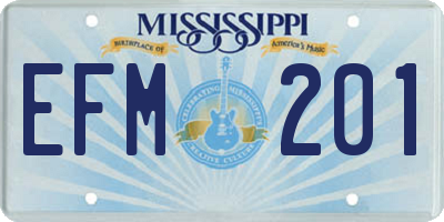 MS license plate EFM201
