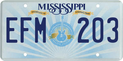 MS license plate EFM203