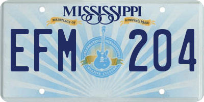 MS license plate EFM204