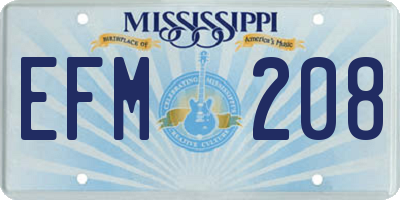 MS license plate EFM208