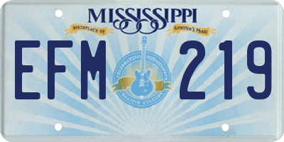 MS license plate EFM219