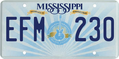 MS license plate EFM230