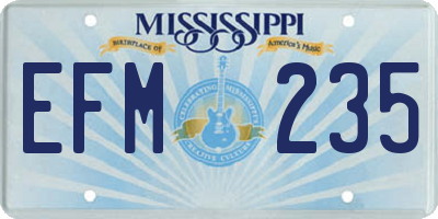 MS license plate EFM235
