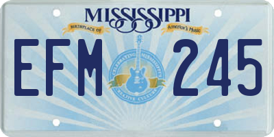 MS license plate EFM245