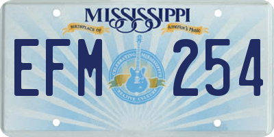 MS license plate EFM254