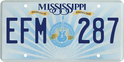 MS license plate EFM287