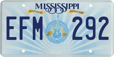 MS license plate EFM292