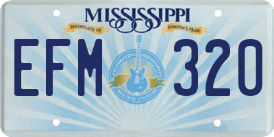MS license plate EFM320