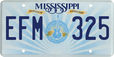 MS license plate EFM325