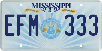 MS license plate EFM333