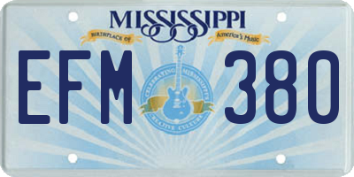 MS license plate EFM380