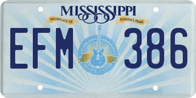 MS license plate EFM386