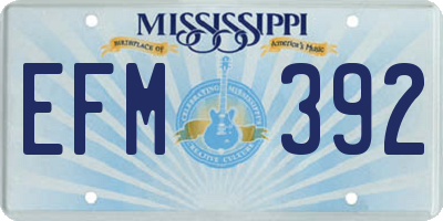 MS license plate EFM392