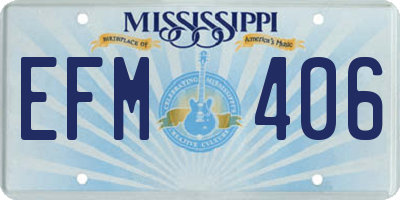 MS license plate EFM406